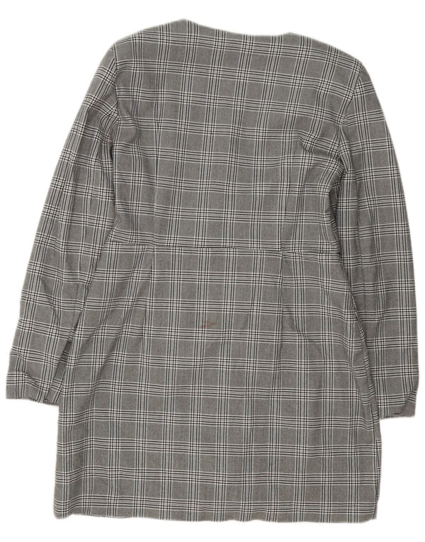 Женское платье-футляр Zara с длинными рукавами UK 18 XL, серое, полиэстер в клетку