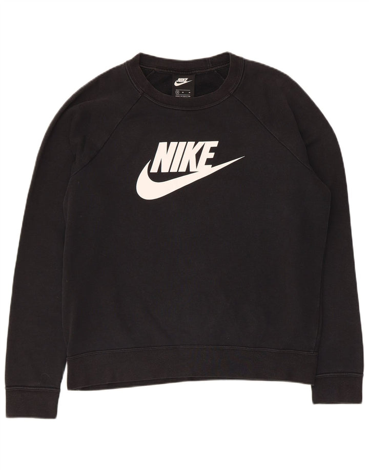 Женский свитер с рисунком Nike UK 14, средний черный хлопковый джемпер