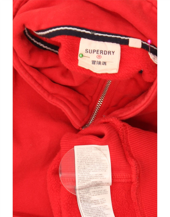 Мужской свитшот с воротником на молнии Superdry, большой красный хлопковый джемпер