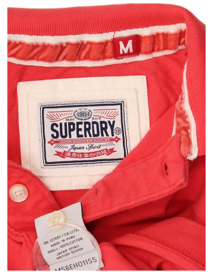 SUPERDRY Мужская рубашка-поло из хлопка среднего красного цвета