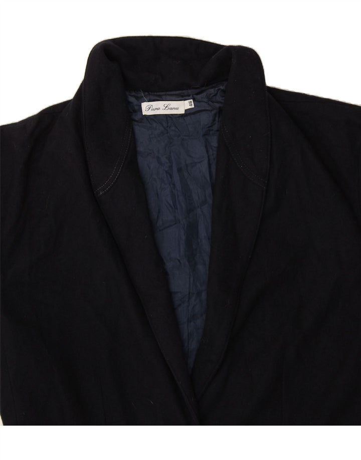 VINTAGE Womens 6 Button Blazer Jacket IT 46 Large Navy Blue Virgin Wool Vintage Vintage and Second-Hand Vintage from Messina Hembry 