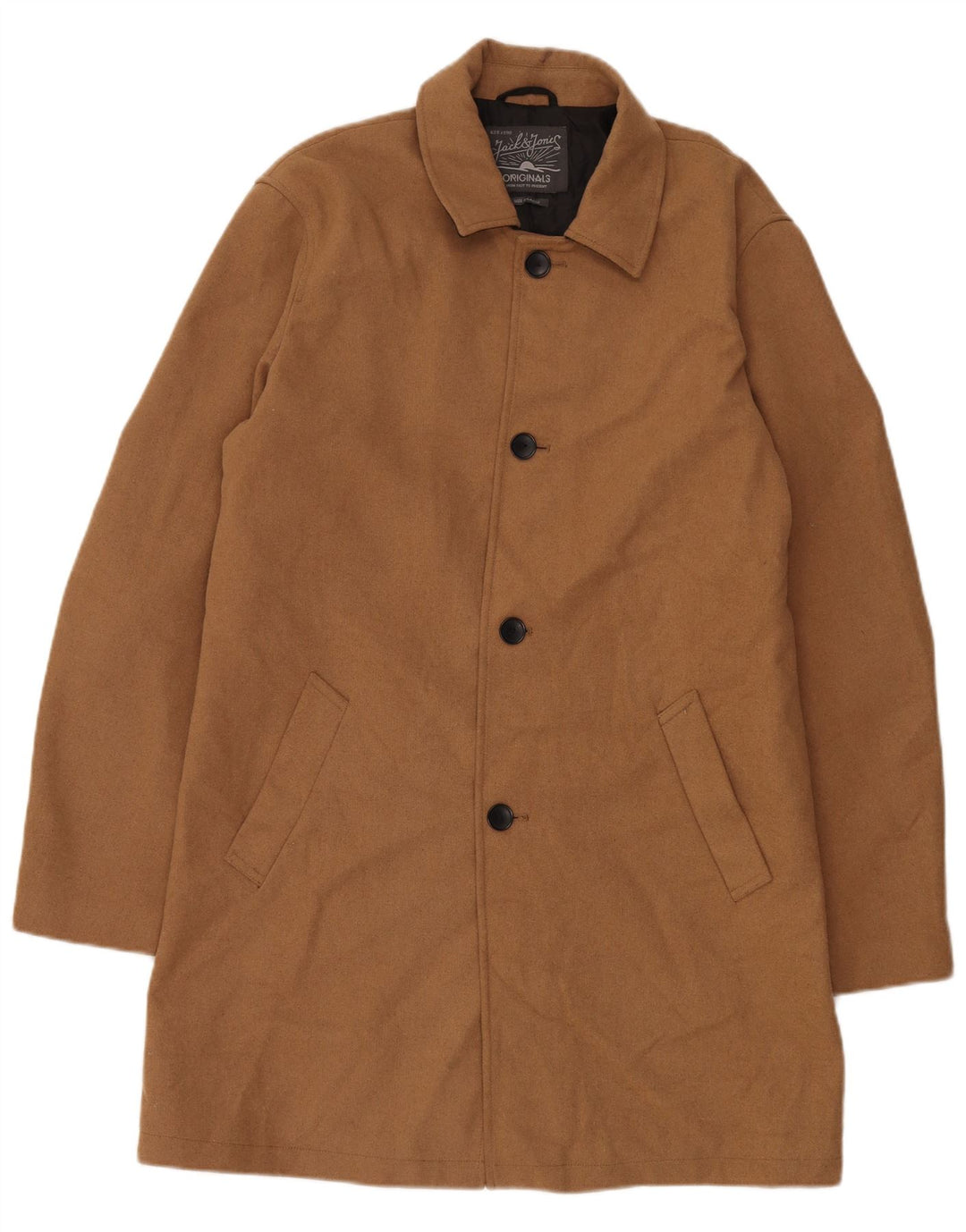 Мужское пальто Jack & Jones UK 42 XL коричневое шерстяное