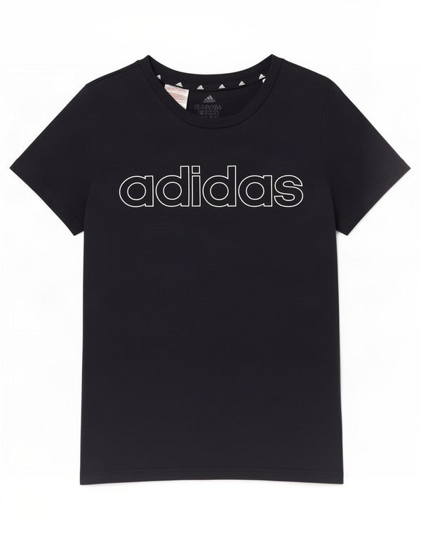 Футболка Adidas с рисунком для девочек, топ 13–14 лет, темно-синий, хлопок