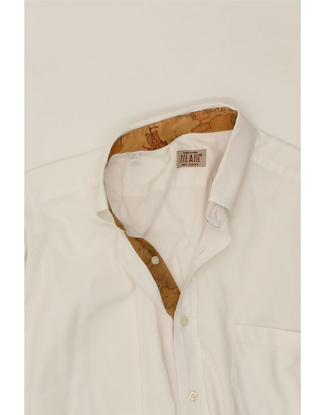 ALVIERO MARTINI Mens Shirt Size 39 15 1/2 Medium White Cotton Vintage ALVIERO MARTINI and Second-Hand ALVIERO MARTINI from Messina Hembry 