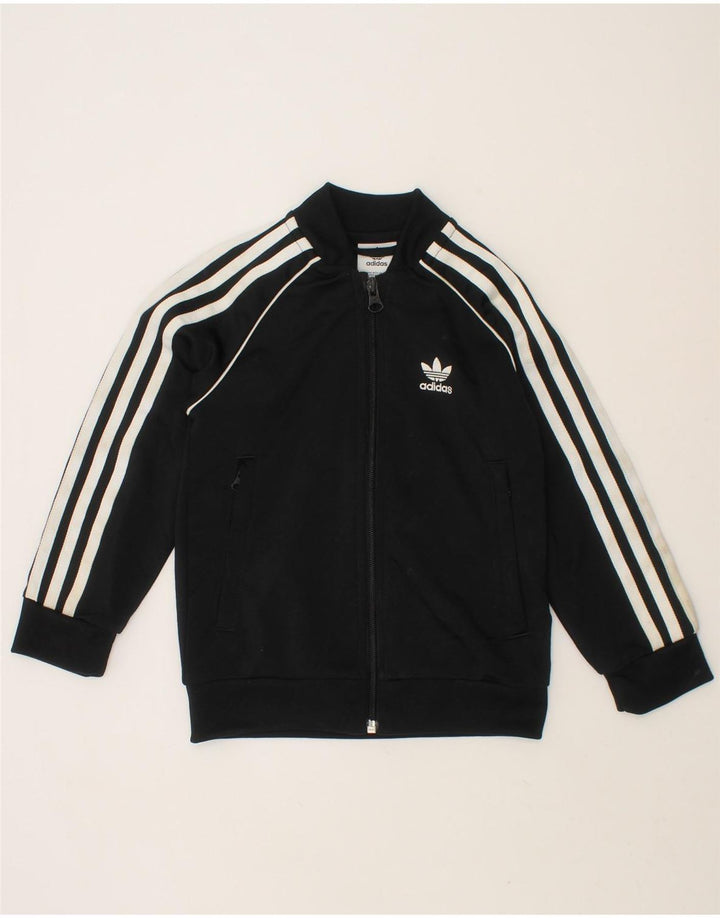 ADIDAS Boys Tracksuit Top Jacket 4-5 Years Black Polyester Vintage Adidas and Second-Hand Adidas from Messina Hembry 