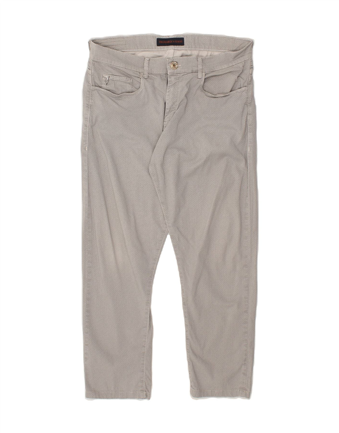 TRUSSARDI Mens Slim Cropped Trousers W33 L26 Grey Geometric Vintage Trussardi and Second-Hand Trussardi from Messina Hembry 