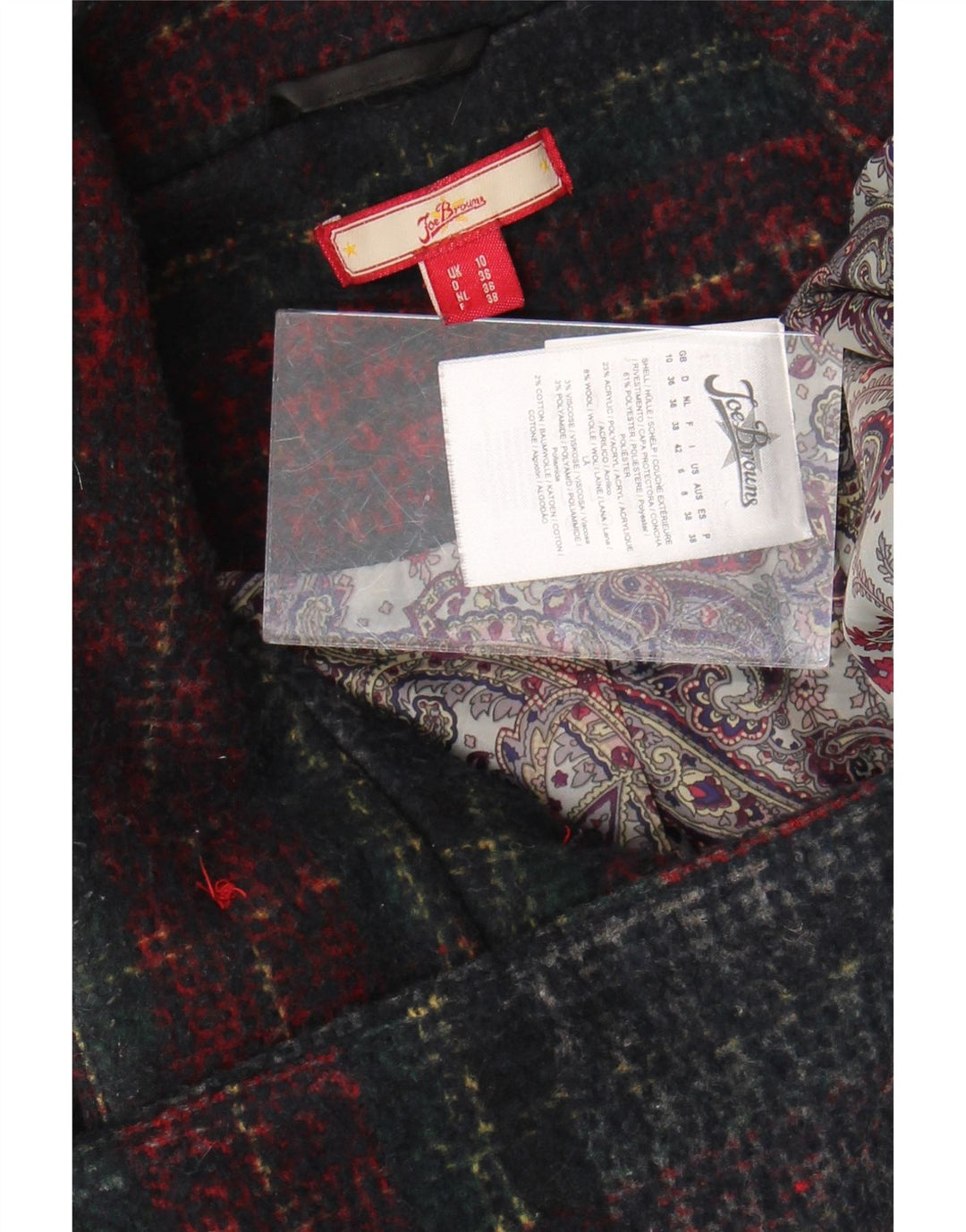 JOE BROWNS Женское двубортное пальто UK 10, маленькая разноцветная клетка