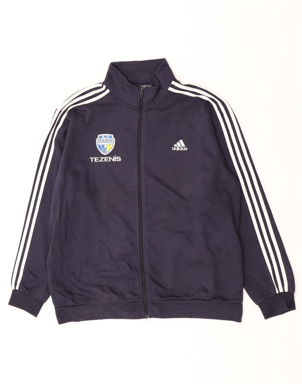 Adidas Mens Tezenis Graphic Tracksuit Top Jacket XL Navy Blue Cotton