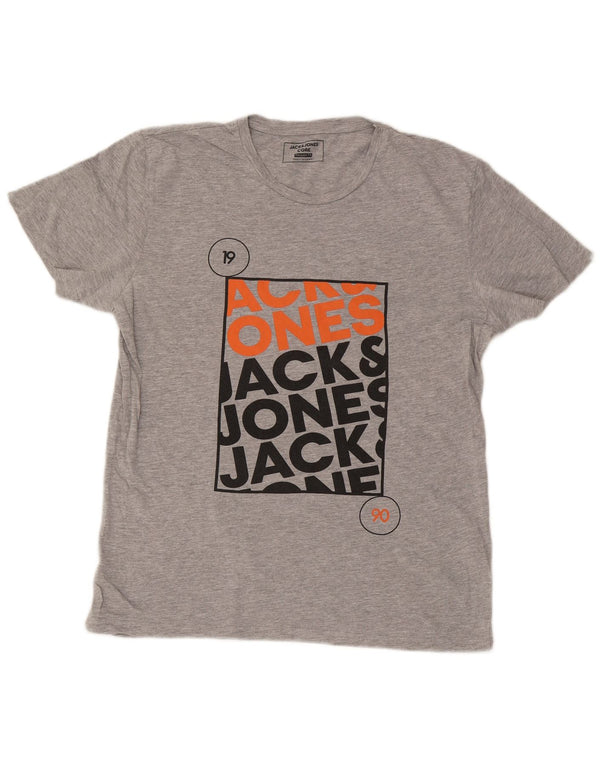 Мужская футболка стандартного кроя с рисунком Jack & Jones Top XL, серый хлопок с крапинками