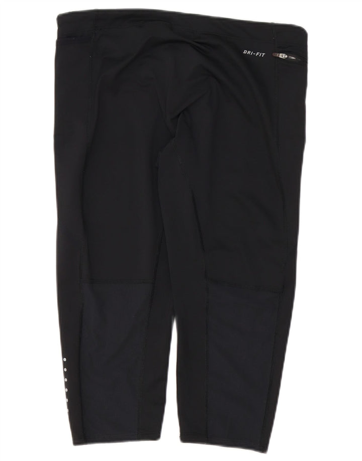 Женские леггинсы-капри Nike Dri Fit UK 14, большой черный полиэстер