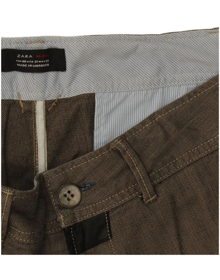 Мужские прямые брюки-чиносы Zara EU 40 Medium W31 L30 серые с узором «в елочку»