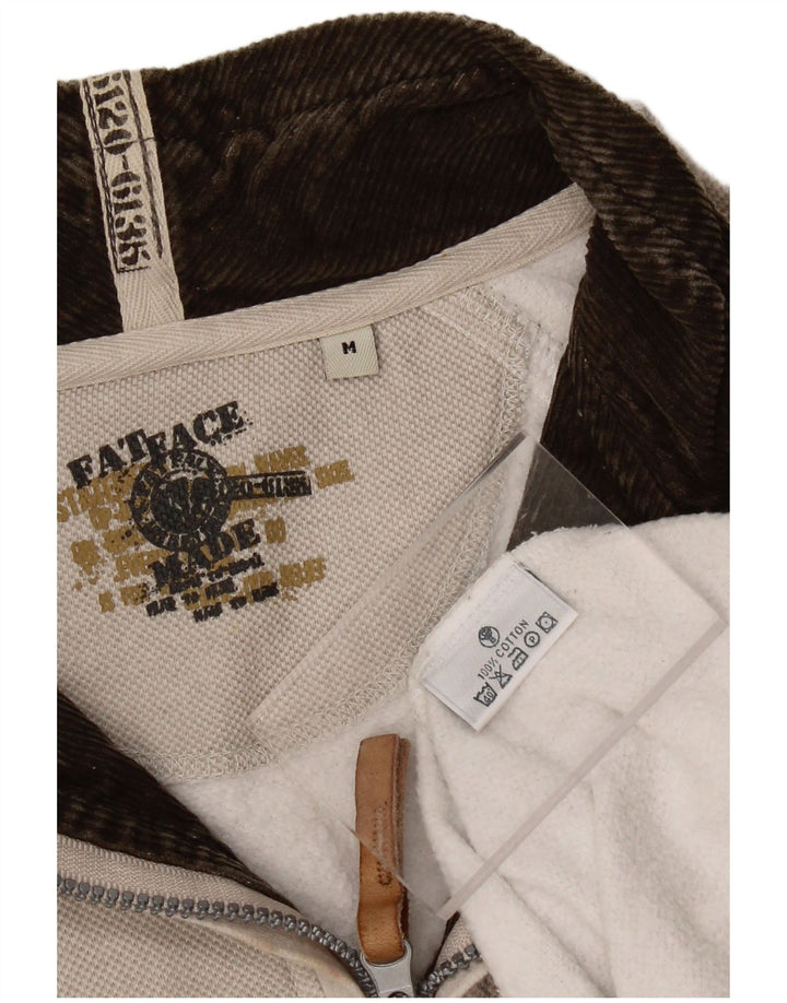 FAT FACE Mens Zip Neck Sweatshirt Jumper Medium Off White Cotton