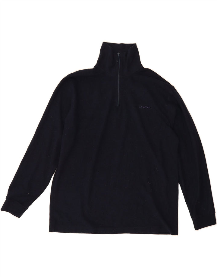INVICTA Mens Zip Neck Fleece Jumper XL Navy Blue Polyester Vintage Invicta and Second-Hand Invicta from Messina Hembry 