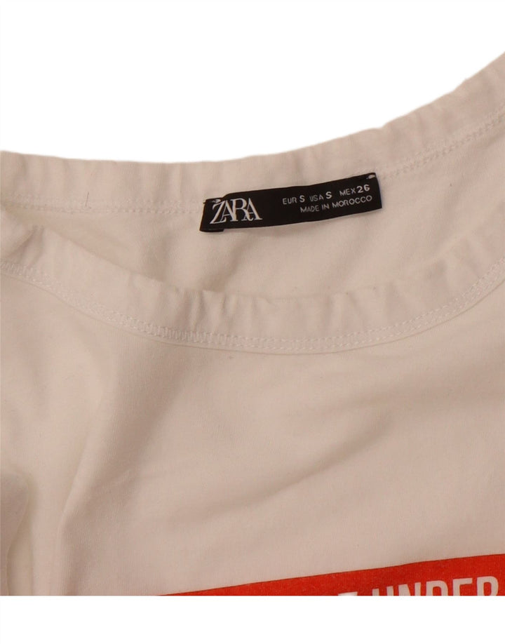 ZARA Womens Graphic T-Shirt Top UK 10 Small White