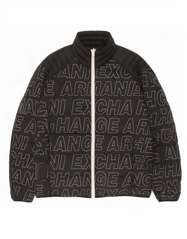 Мужская стеганая куртка с рисунком Armani Exchange UK 40, большая черная