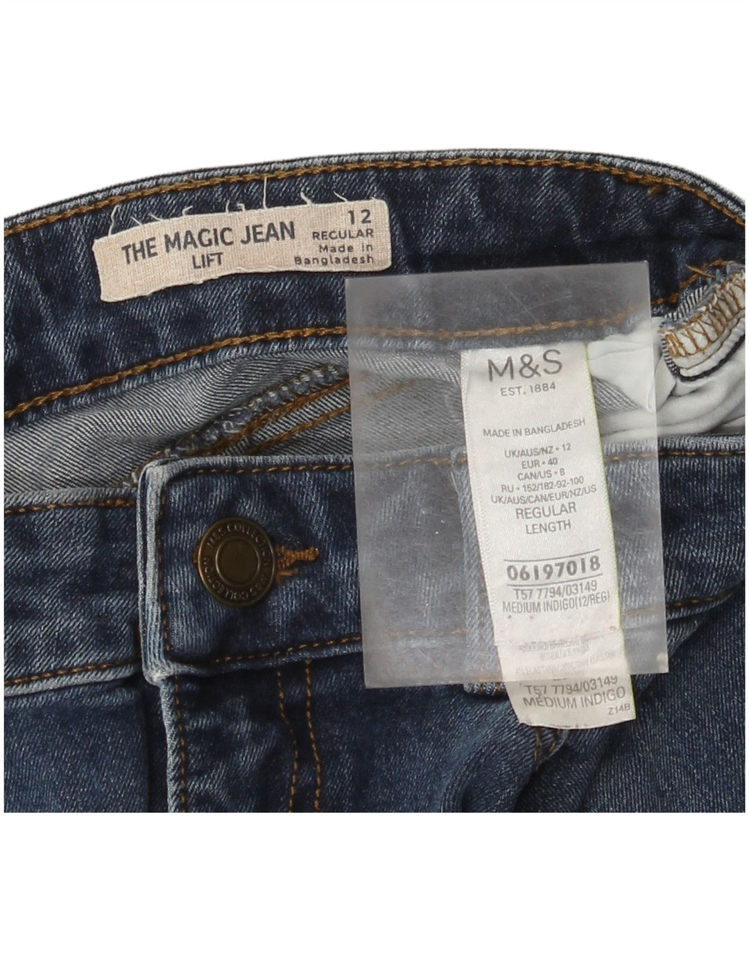 Женские джинсы Marks & Spencer Regular Slim UK 12, средние W30 L28, синие, хлопок