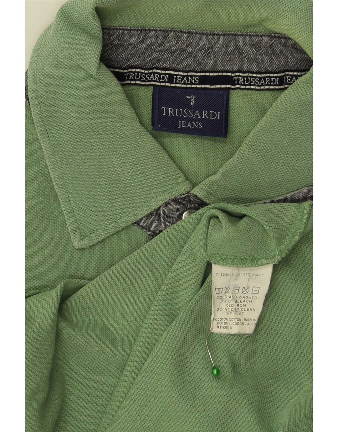 Мужская рубашка поло Trussardi Jeans среднего зеленого цвета из хлопка