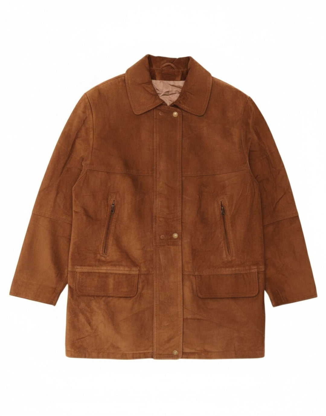 Женское замшевое пальто Sauria EU 44 XL, коричневое кожаное