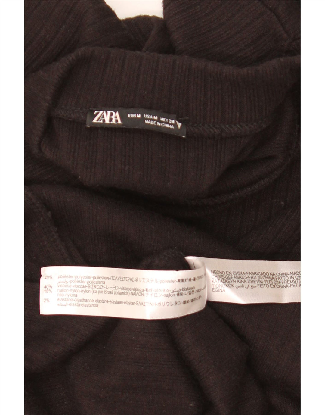 Женское платье-джемпер с длинными рукавами Zara UK 12, средний черный полиэстер