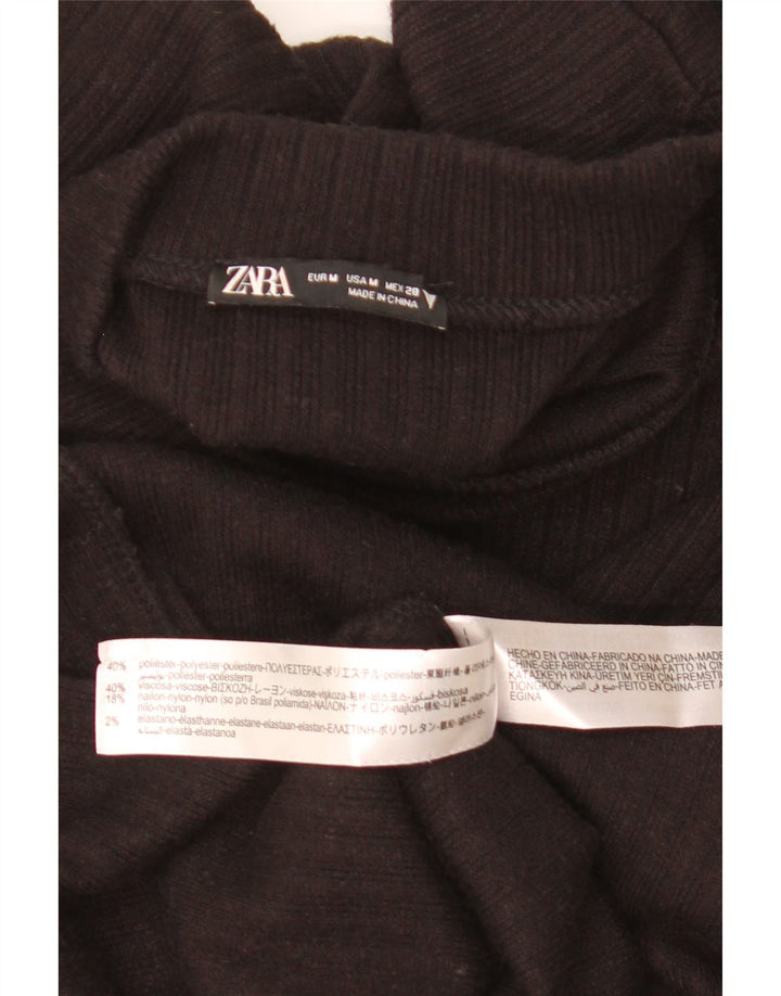 Женское платье-джемпер с длинными рукавами Zara UK 12, средний черный полиэстер