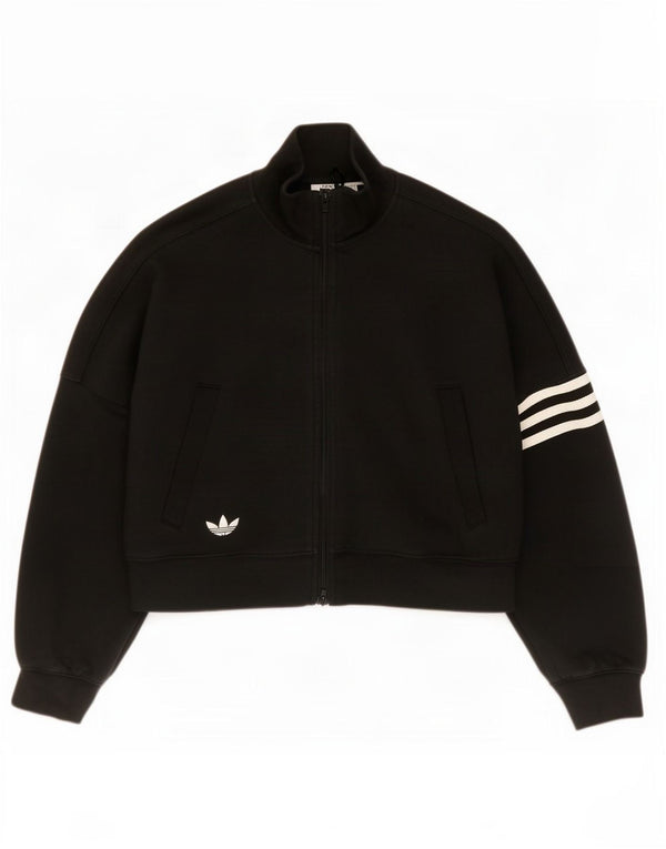 Adidas Женский укороченный спортивный костюм оверсайз, верхняя куртка UK 4/6 XS, черный хлопок
