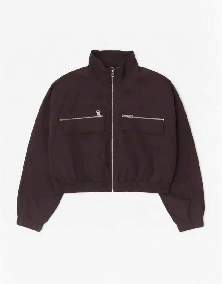 Женский укороченный спортивный костюм оверсайз Zara UK 14, средний черный
