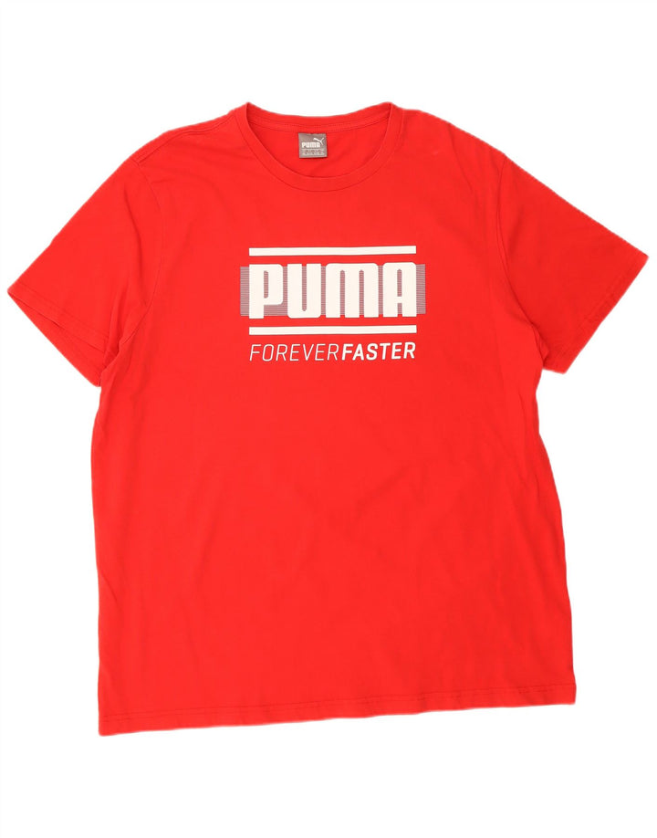 PUMA Mens Graphic T-Shirt Top 2XL Red Cotton