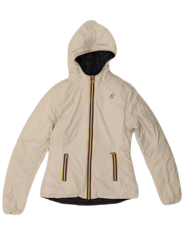 Женская двусторонняя стеганая куртка с капюшоном K-Way UK 8, маленькая, черная, полиамид