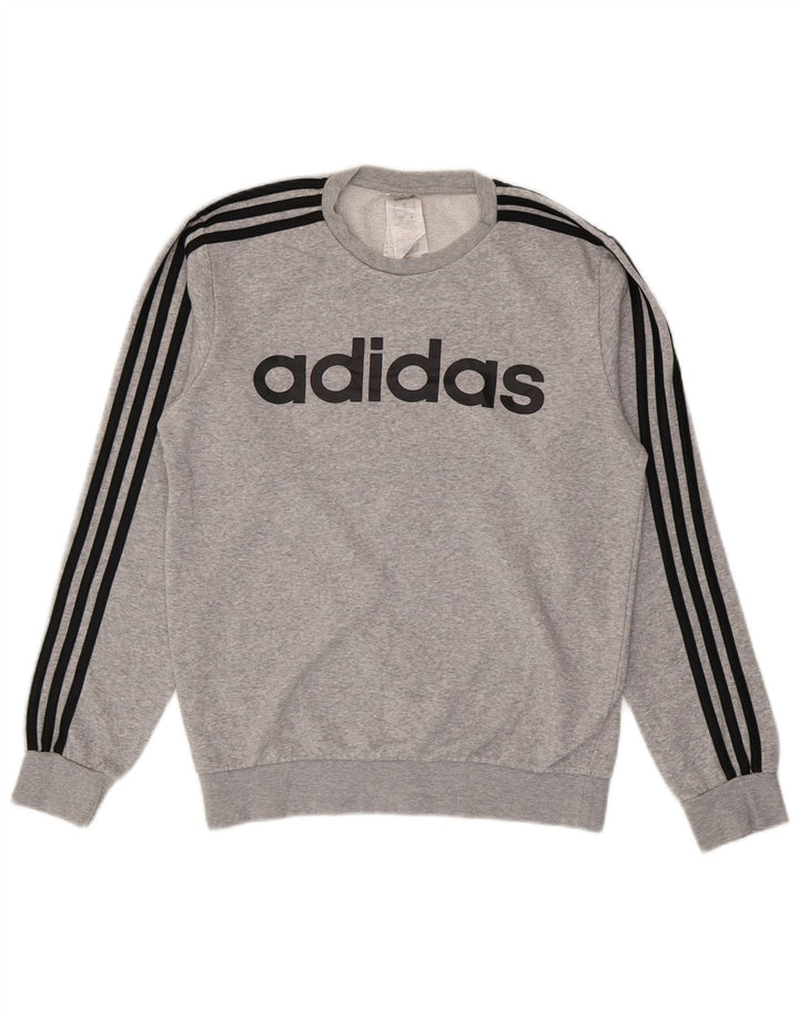 Мужской свитшот Adidas с графическим рисунком, маленький серый хлопковый джемпер