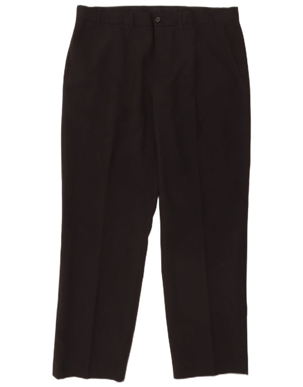 Marks & Spencer Mens Straight Chino Trousers W38 L31 Black Polyester