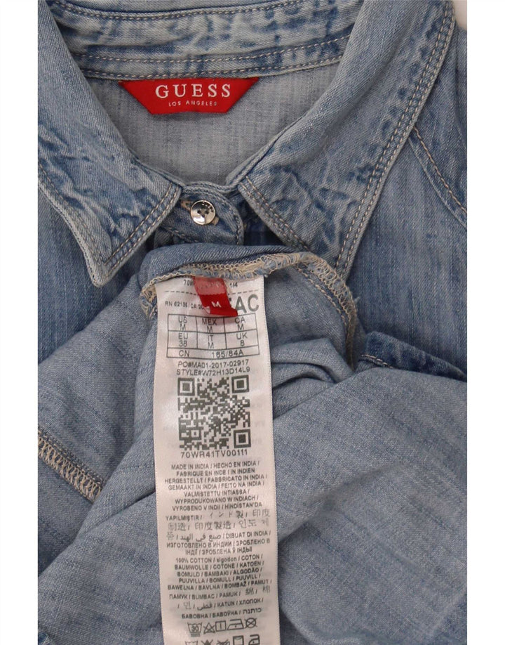 Женская джинсовая рубашка Guess UK 8, маленькая синяя, хлопок