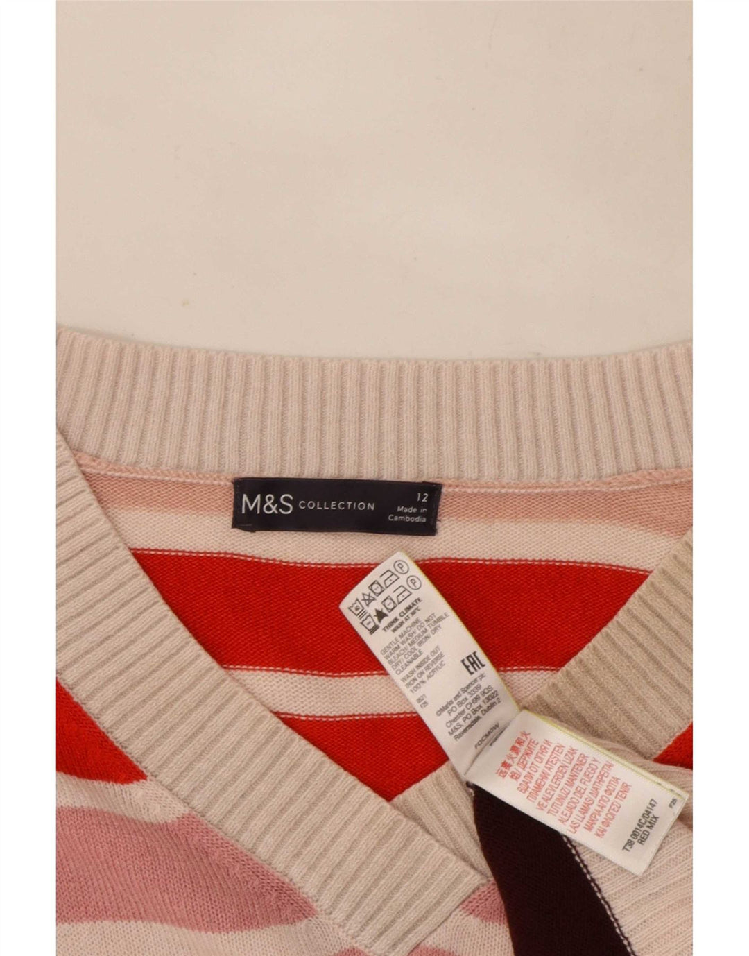 Женский джемпер с v-образным вырезом Marks & Spencer UK 12, средний разноцветный