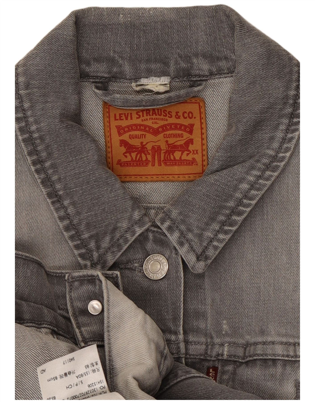 Женская укороченная джинсовая куртка LEVI'S UK 10, маленькая, серый хлопок