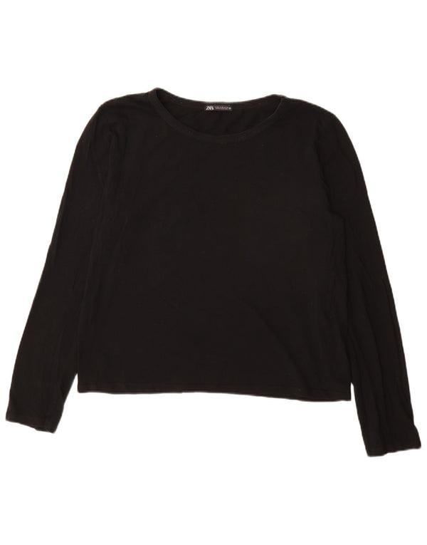 Женский топ Zara с длинным рукавом UK 18 XL, черный хлопок
