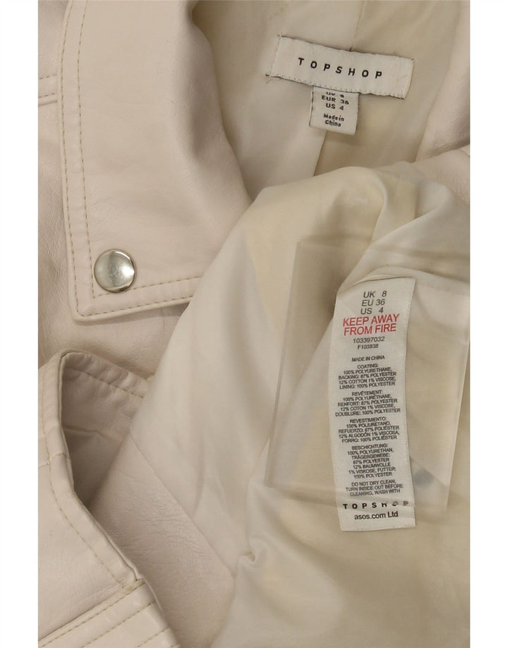 Женская косуха из искусственной кожи Topshop UK 8, маленький размер, белый из полиуретана
