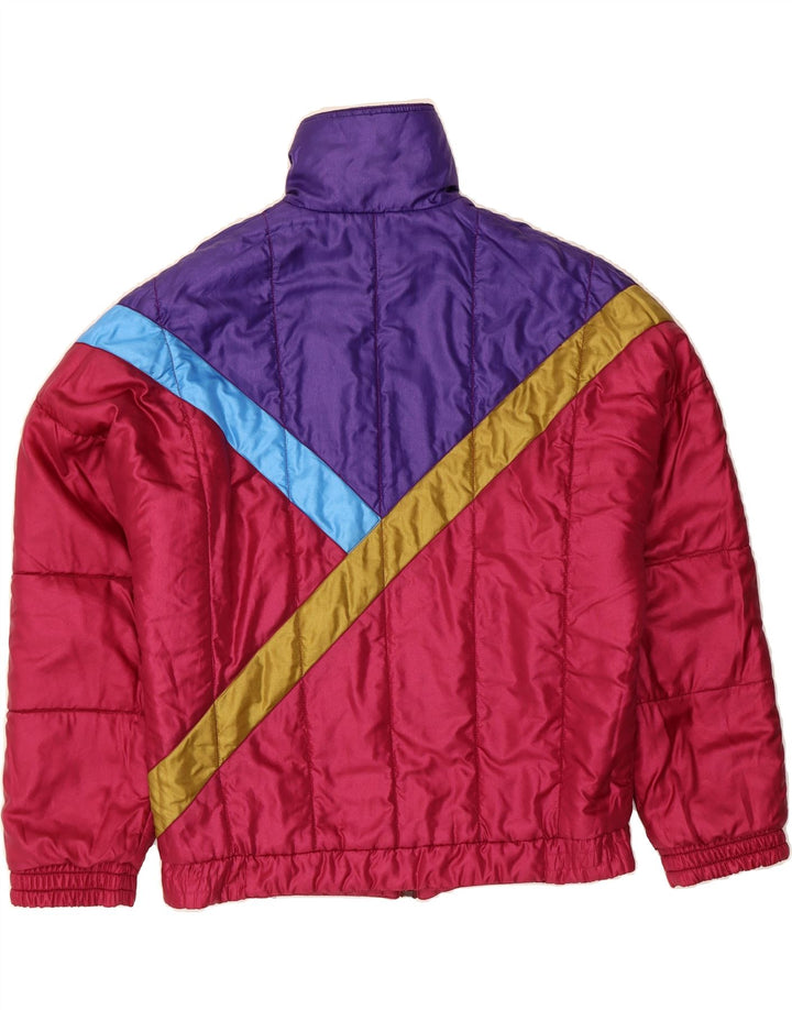 ELLESSE Womens Padded Reversible Jacket EU 38 Medium Burgundy Colourblock Vintage Ellesse and Second-Hand Ellesse from Messina Hembry 