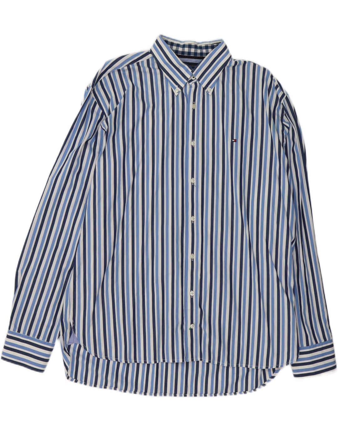 TOMMY HILFIGER Мужская рубашка XL из хлопка в синюю полоску