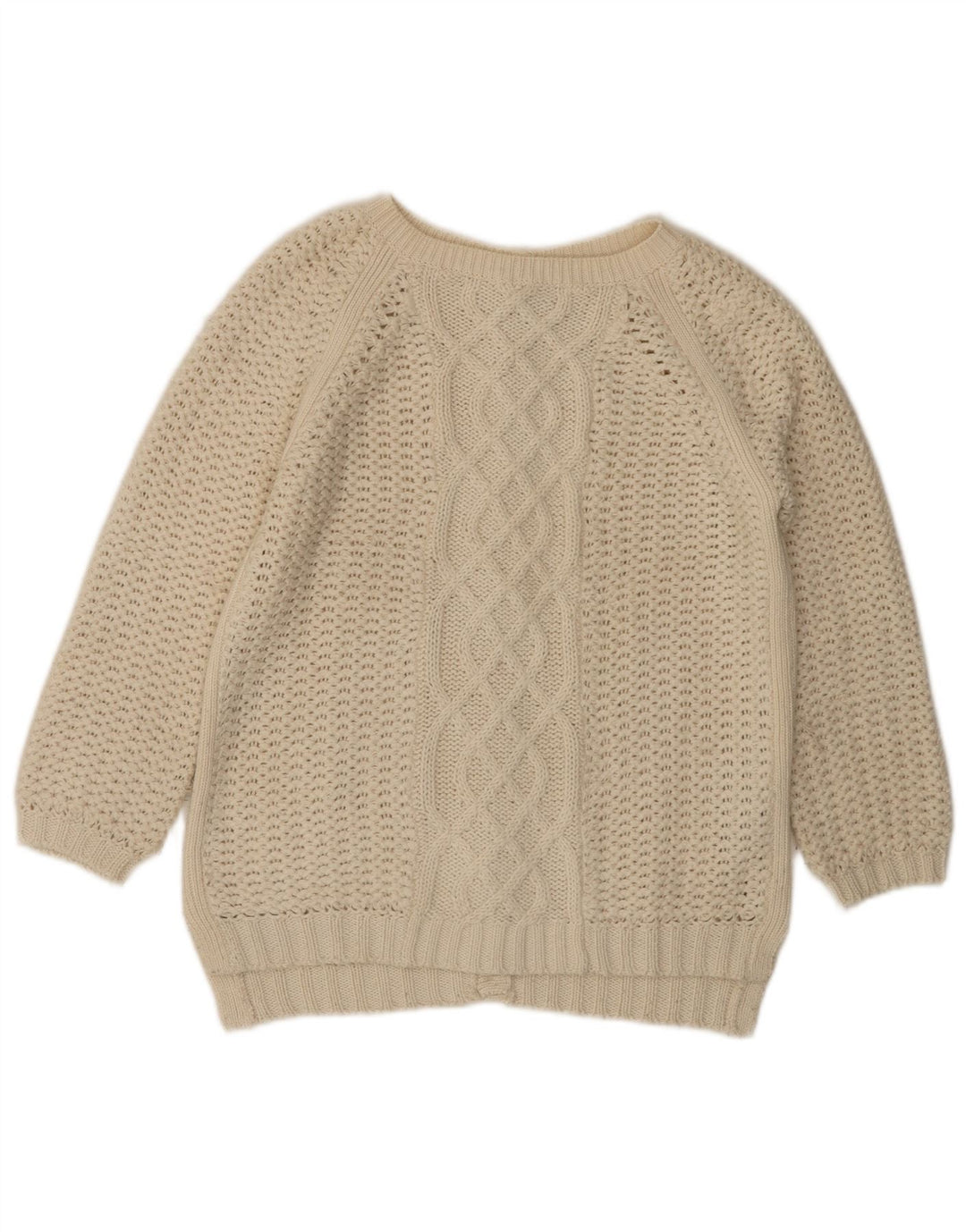 ВИНТАЖНЫЙ женский кардиган с рукавом 3/4, Великобритания 14, средний цвет, белый акрил