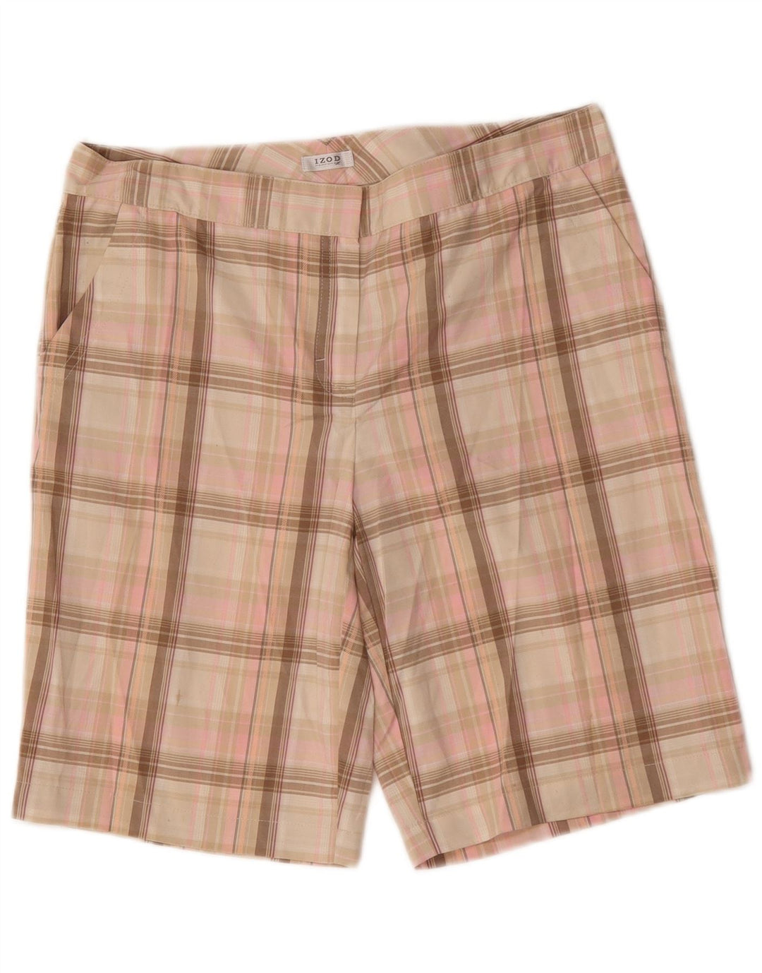 Женские шорты чинос Izod US 8, средний размер W32, полиэстер в розовую клетку