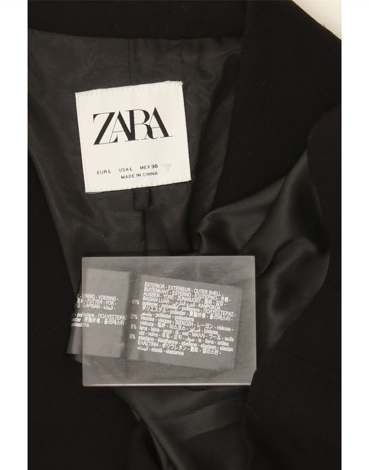 Женский пиджак Zara на 1 пуговице, Великобритания 16, большой черный полиэстер
