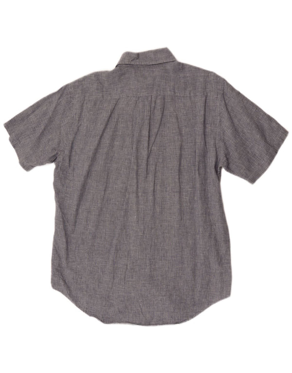 Мужская рубашка с коротким рукавом Brooks Brothers среднего синего цвета с узором 