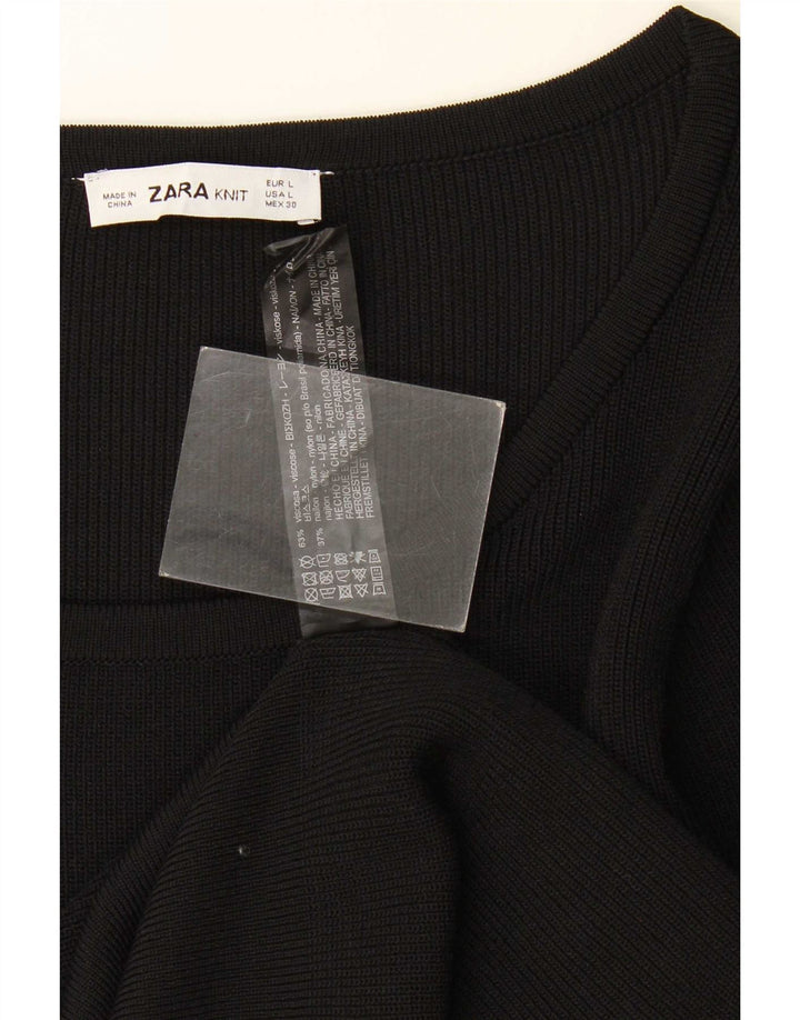 Женский топ Zara с длинным рукавом UK 14, большой черный, вискоза