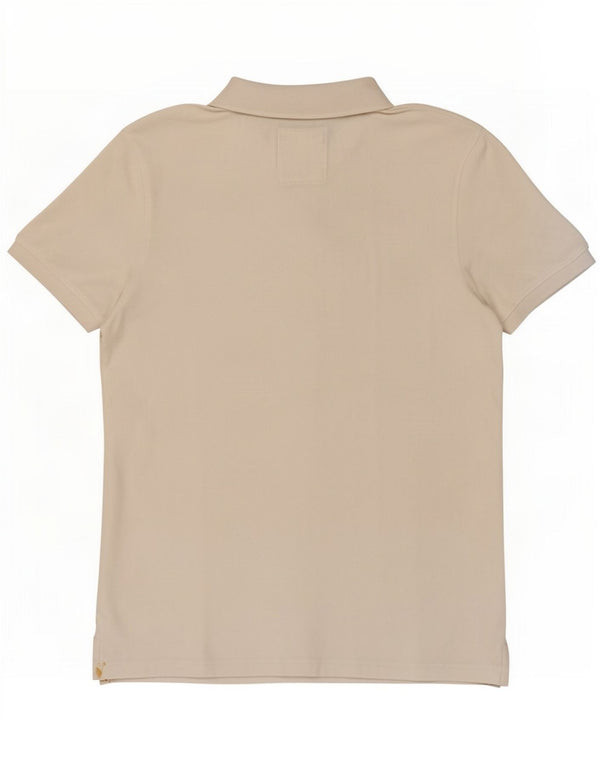 Crew Clothing Мужская рубашка поло среднего размера из белого хлопка