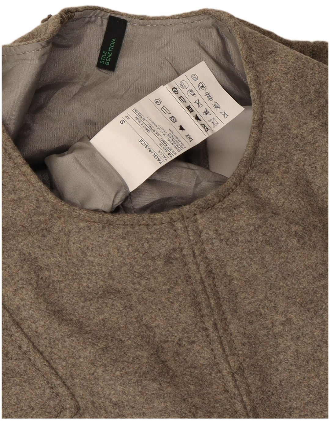 Женское платье прямого кроя без рукавов Benetton UK 10, маленькое серое, шерсть