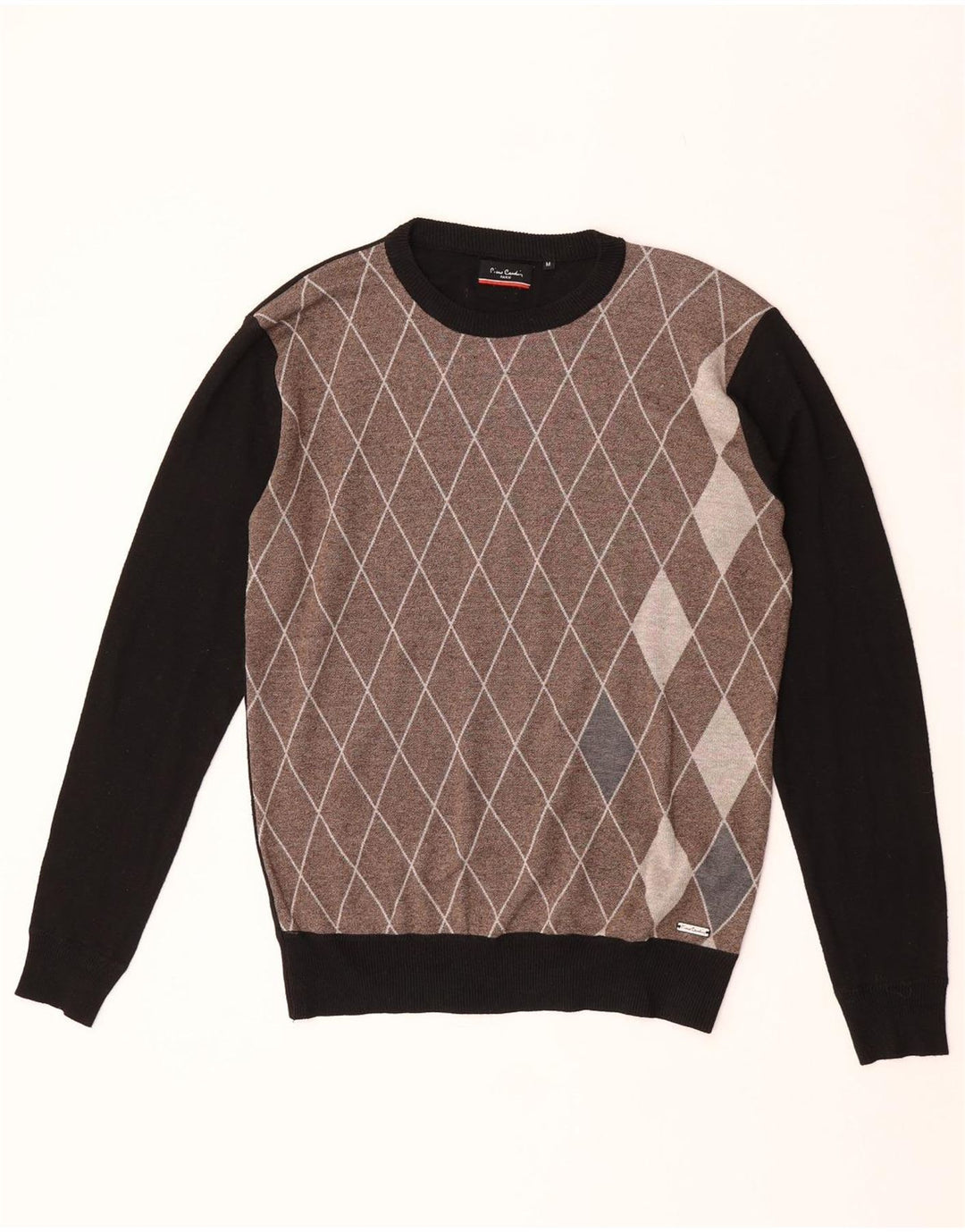 Мужской джемпер с круглым вырезом Pierre Cardin, средний черный с узором аргайл/бриллиант