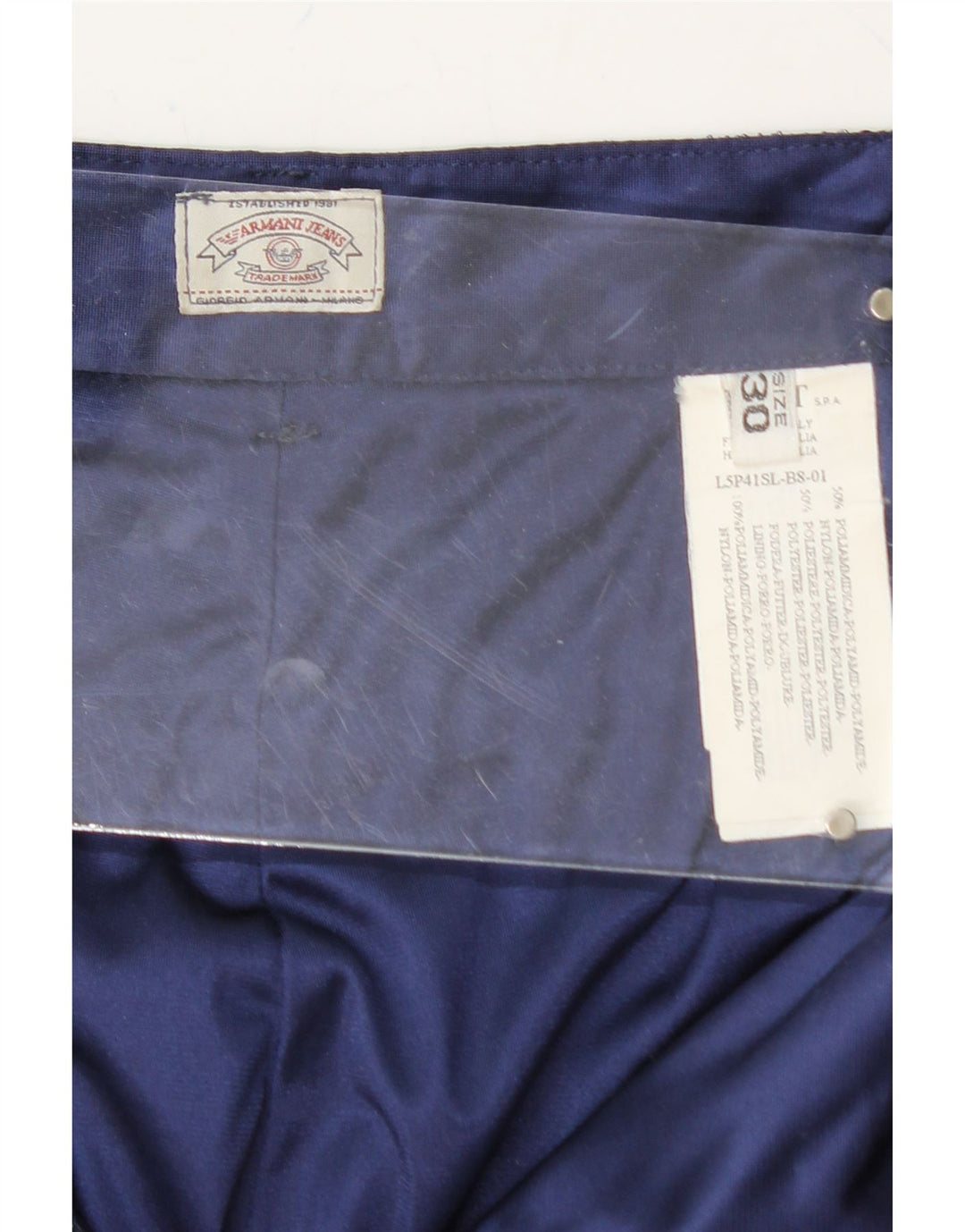 ARMANI Womens Straight Casual Trousers W30 L29 Navy Blue Polyamide Vintage Armani and Second-Hand Armani from Messina Hembry 