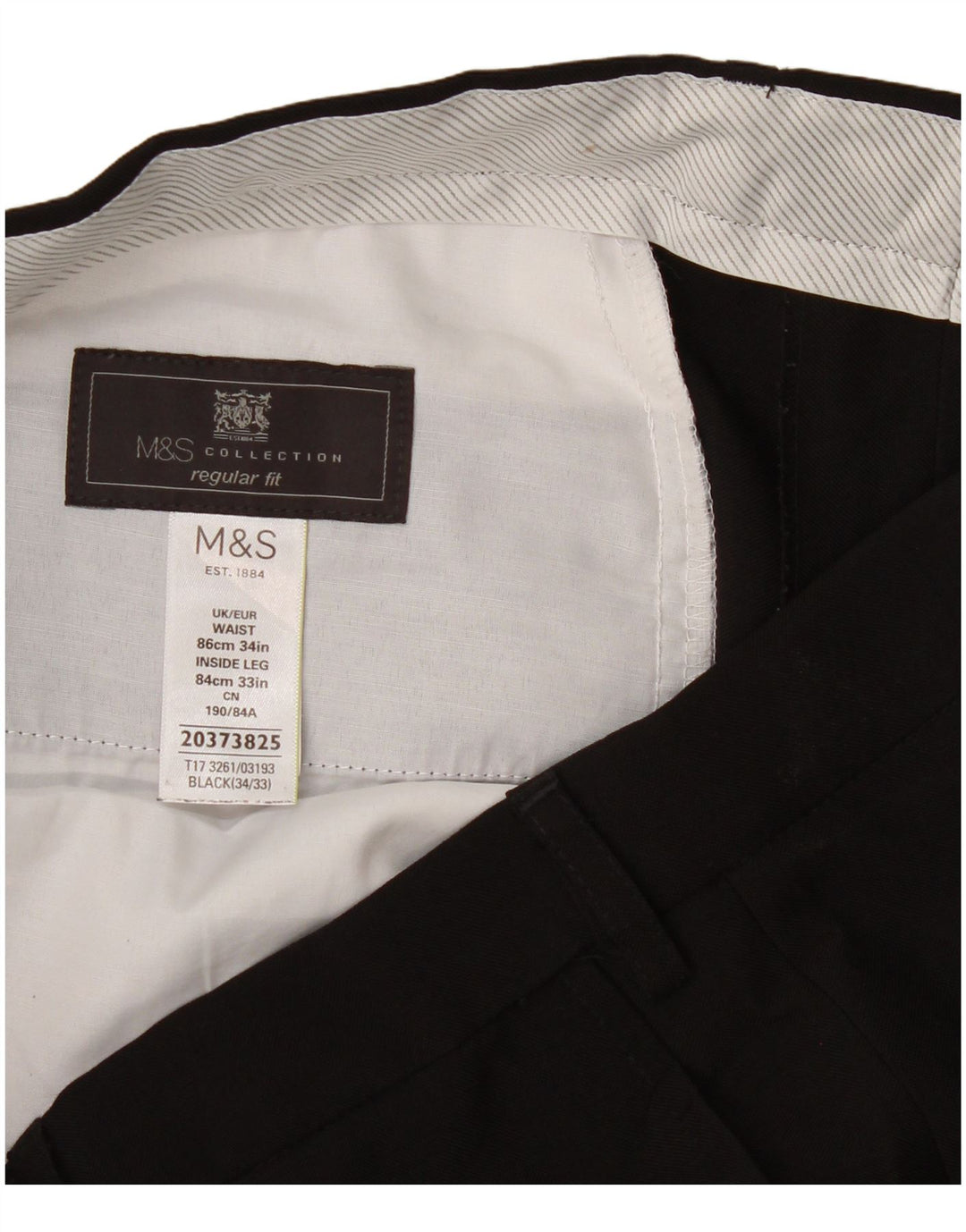 Мужские прямые костюмные брюки стандартного кроя Marks & Spencer W34 L33 черные