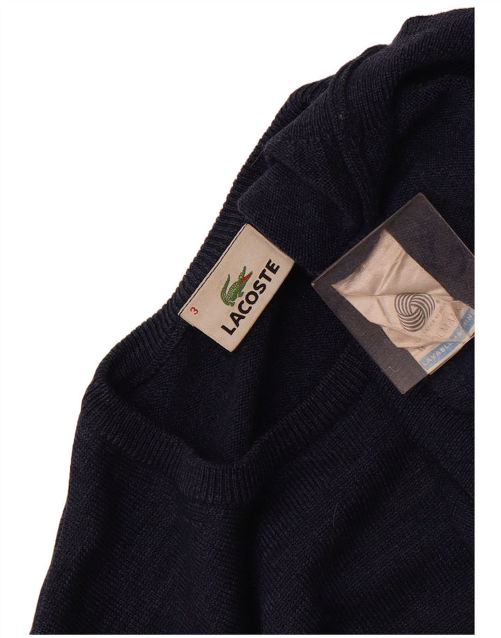 LACOSTE Mens Crew Neck Jumper Sweater Size 3 Small Navy Blue Wool