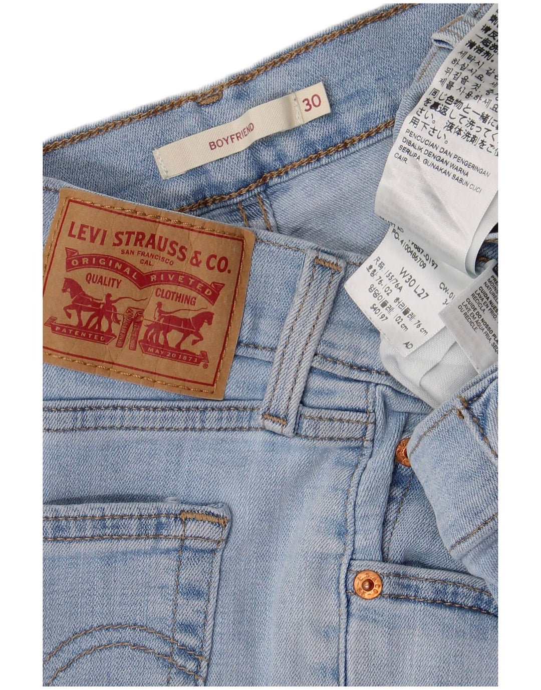 Женские узкие джинсы-бойфренды LEVI'S W30 L27, синие, хлопок