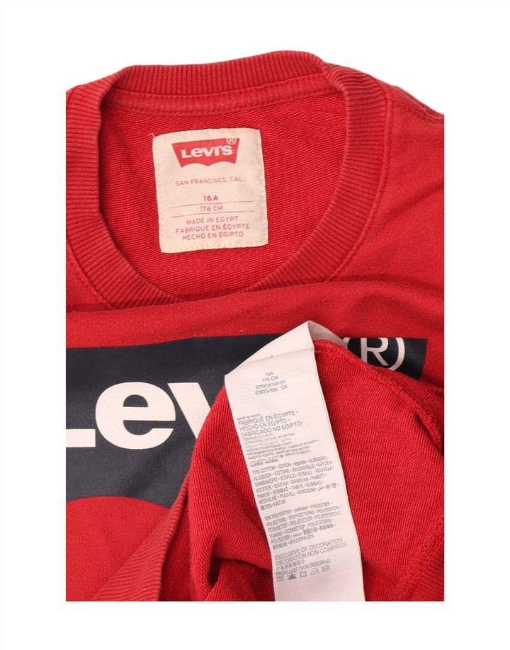 Джемпер с рисунком Levi's для мальчиков 15-16 лет, красный хлопок